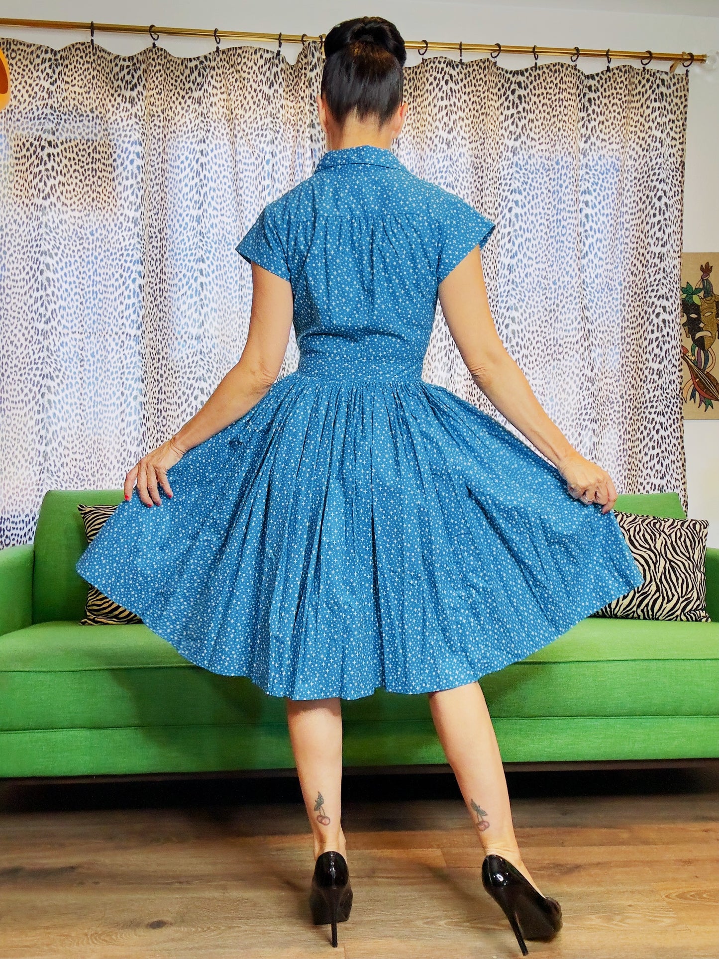 Bernie Dexter Kelly Dress in Blue Little Star Print