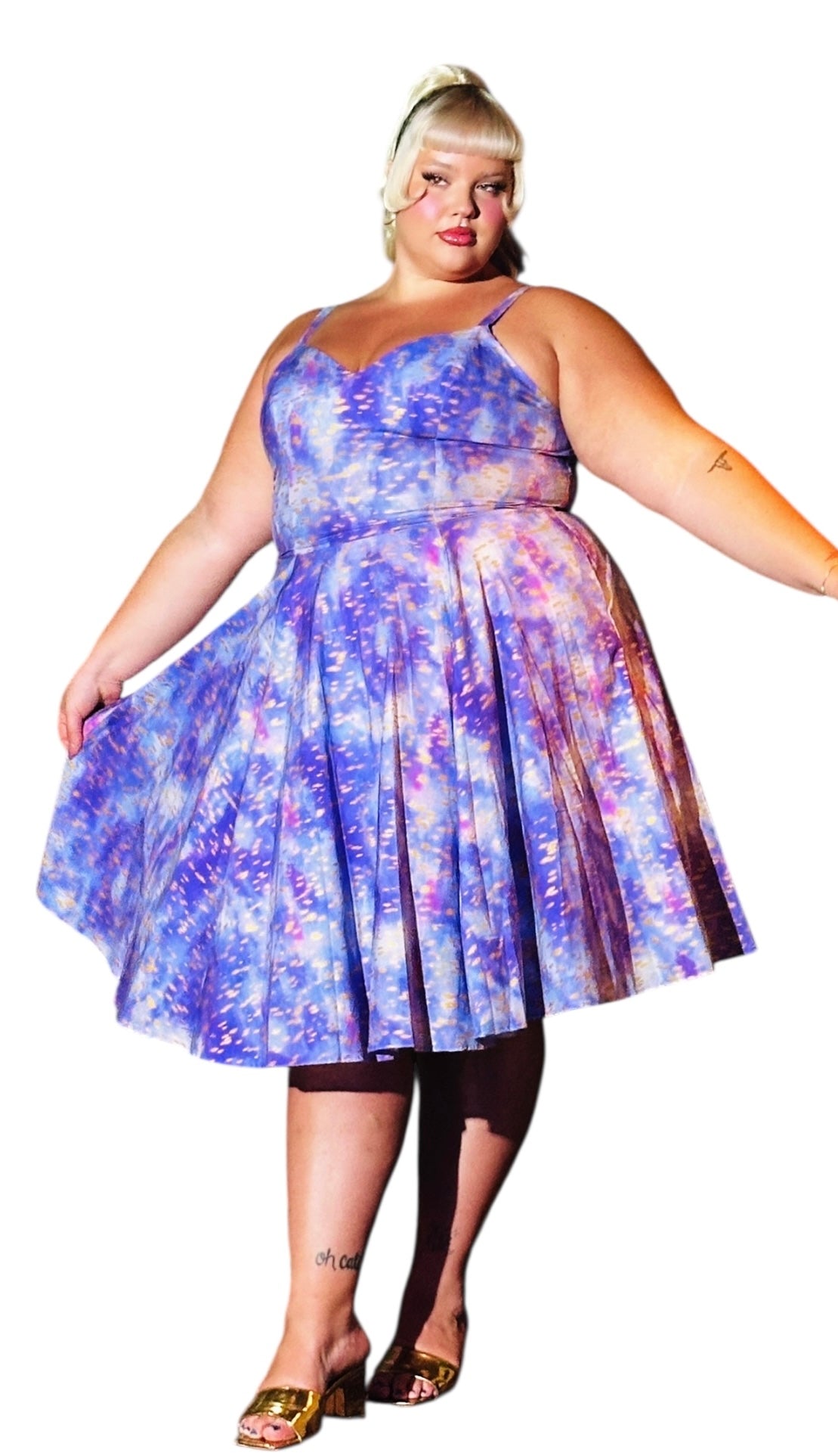 Gail Dress in Purple & Gold