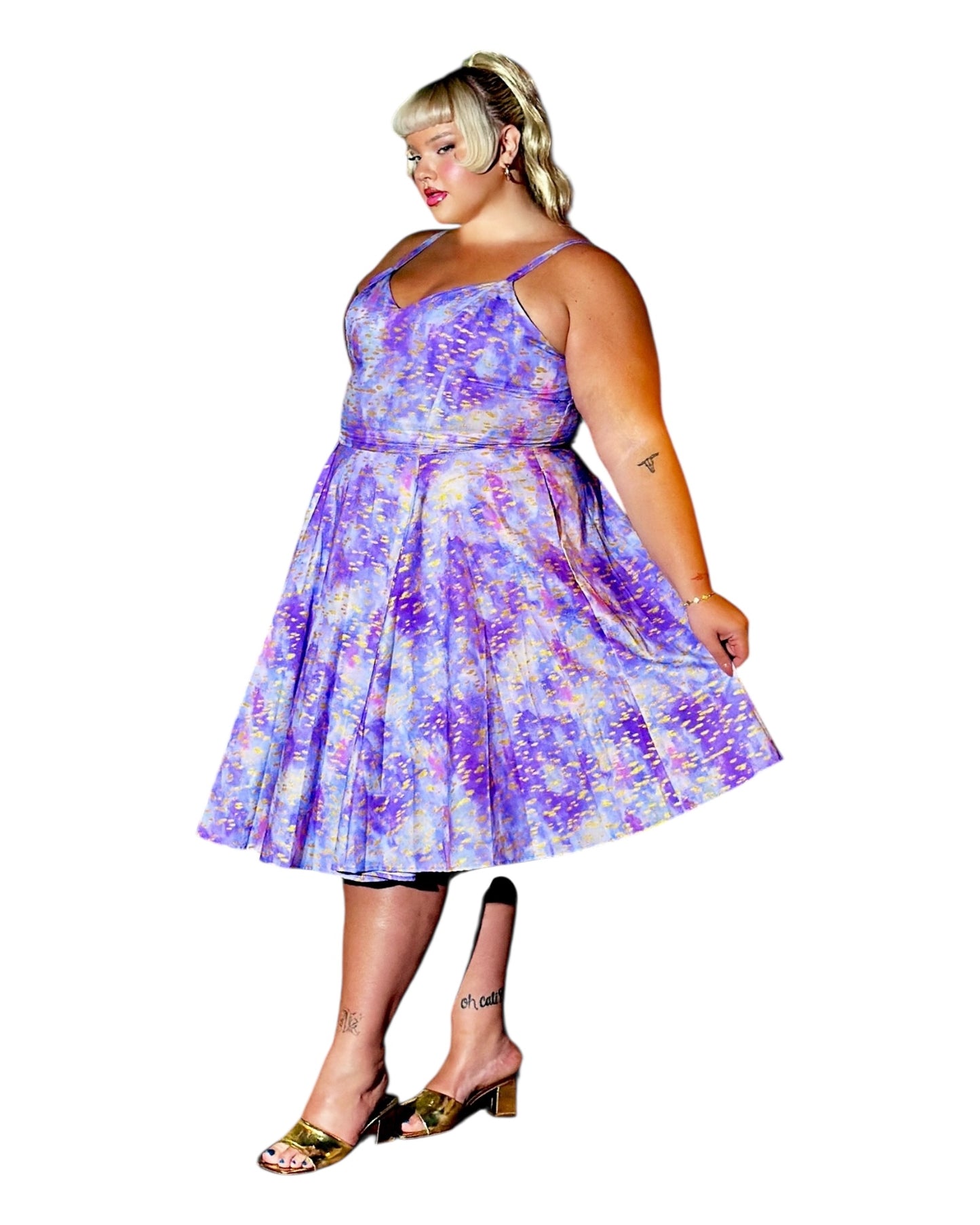 Gail Dress in Purple & Gold