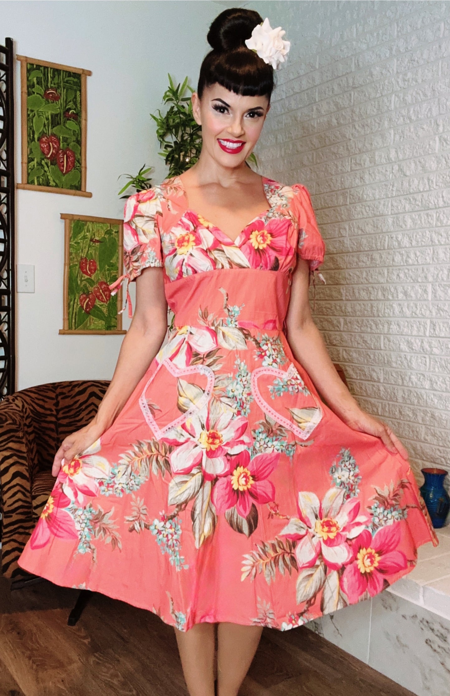 Bernie Dexter sweetheart Coral Floral print