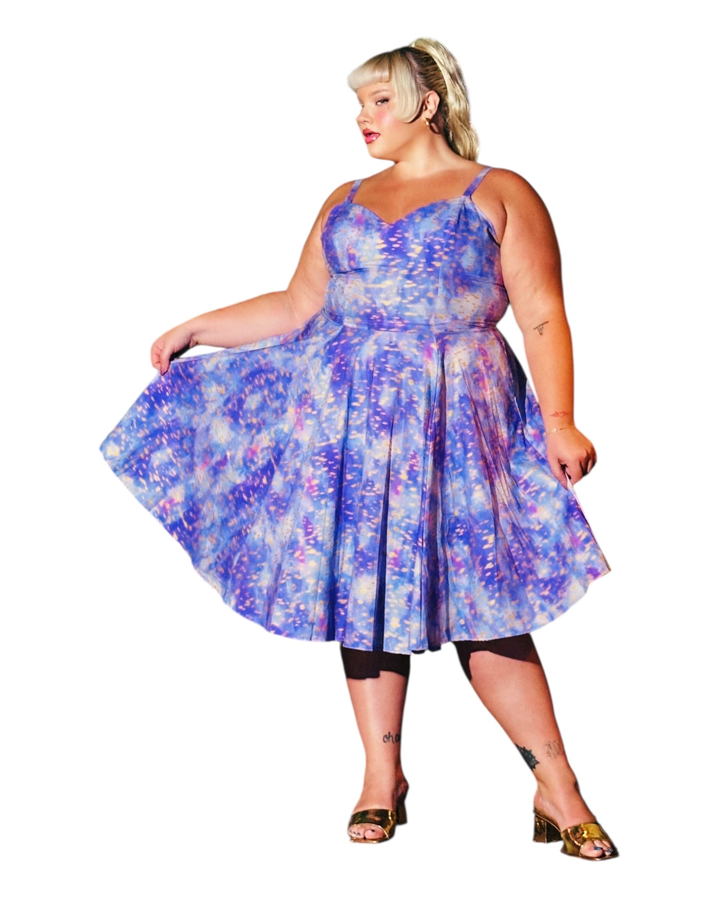 Gail Dress in Purple & Gold