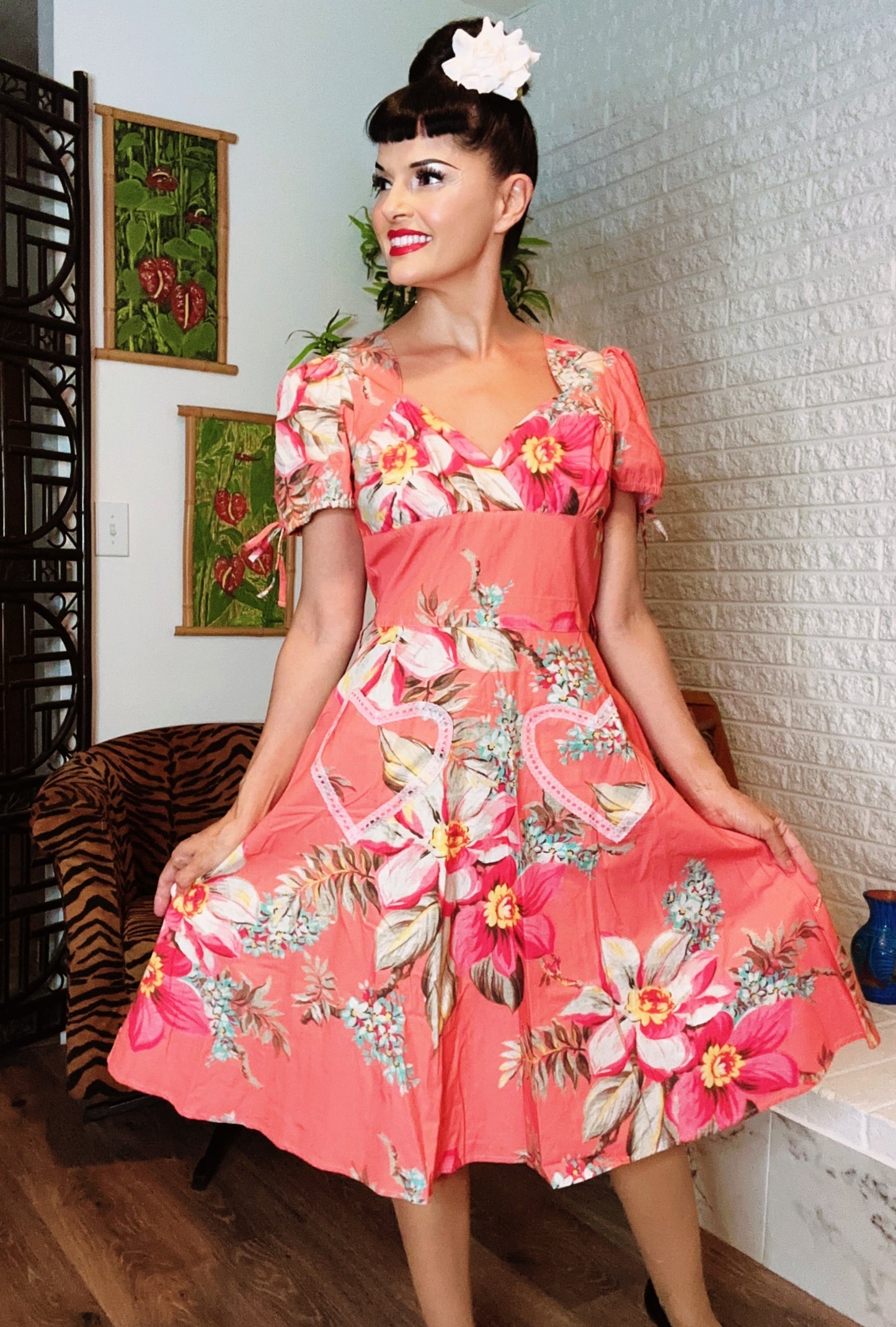 Bernie Dexter sweetheart Coral Floral print