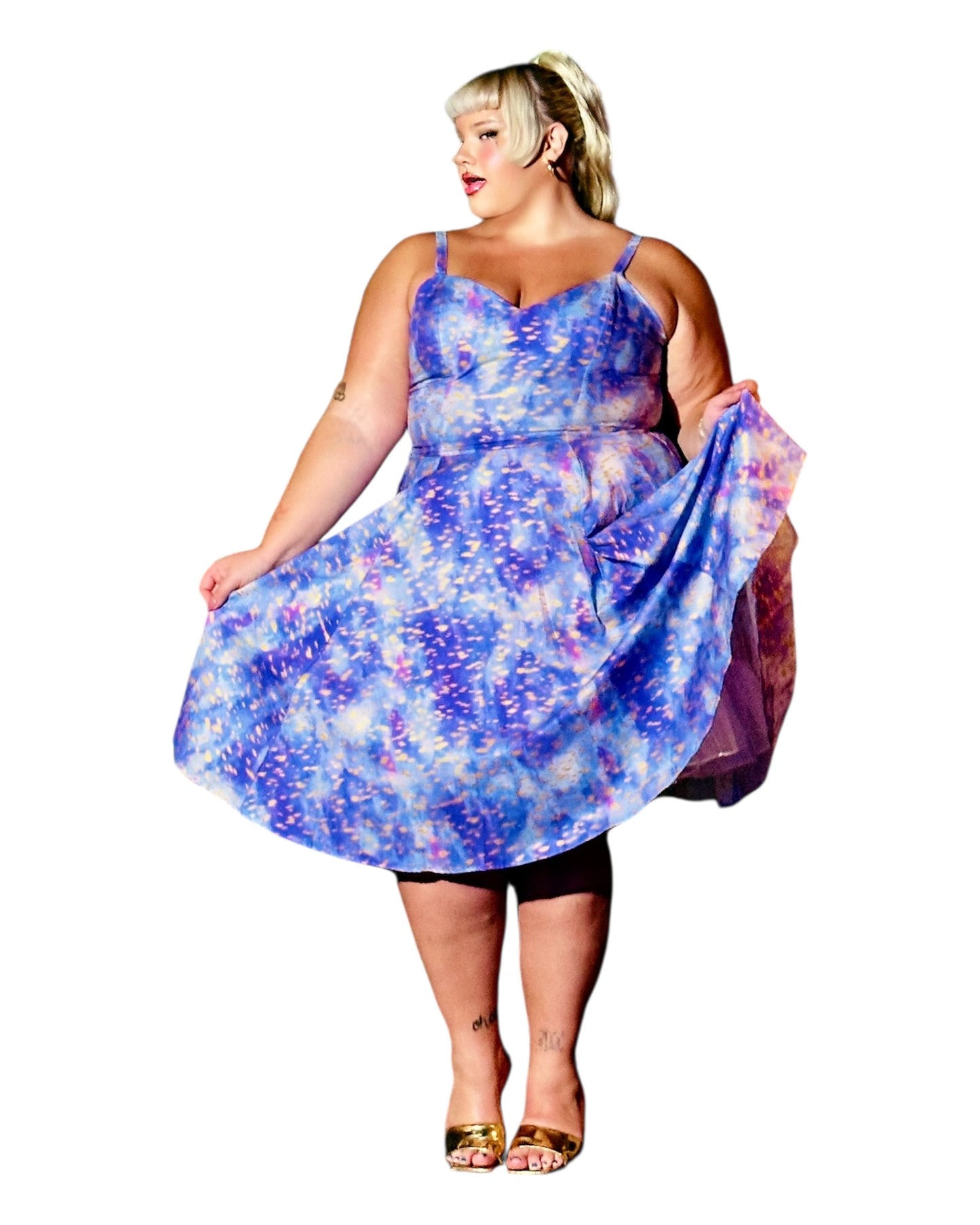 Gail Dress in Purple & Gold