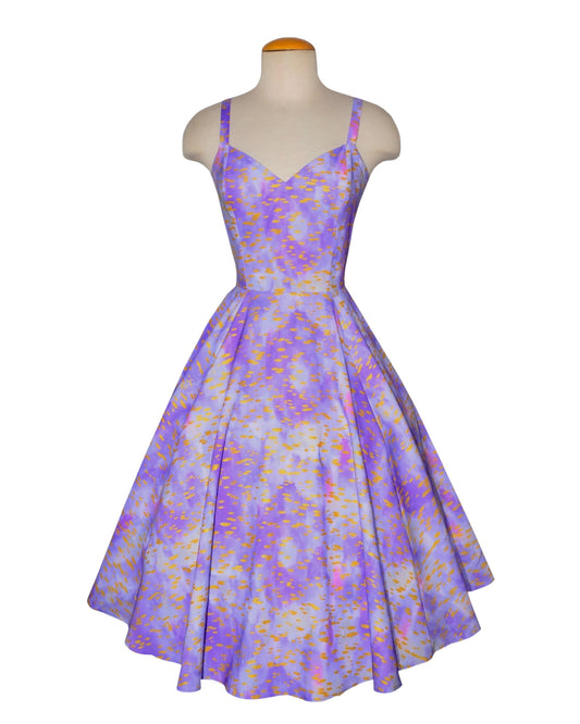 Gail Dress in Purple & Gold