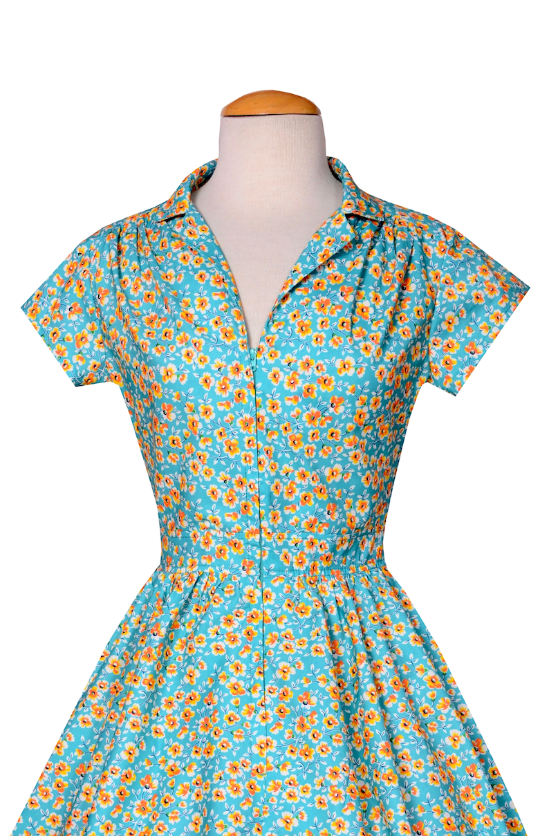 Kelly Dress in Golden Poppy Print